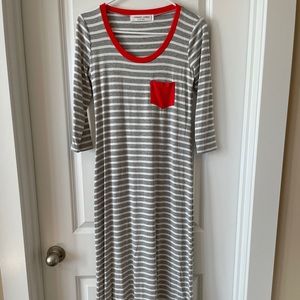 Sonnet James Red, Grey & White dress